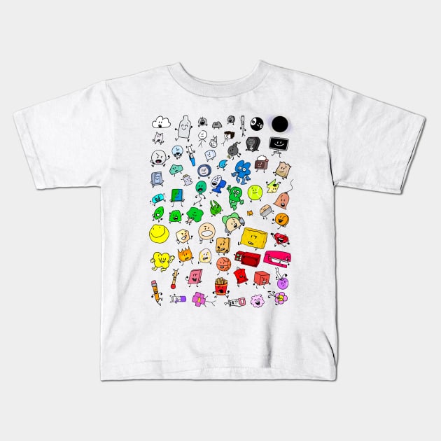 BFDI All Characters (Transparent) Kids T-Shirt by MsBonnie